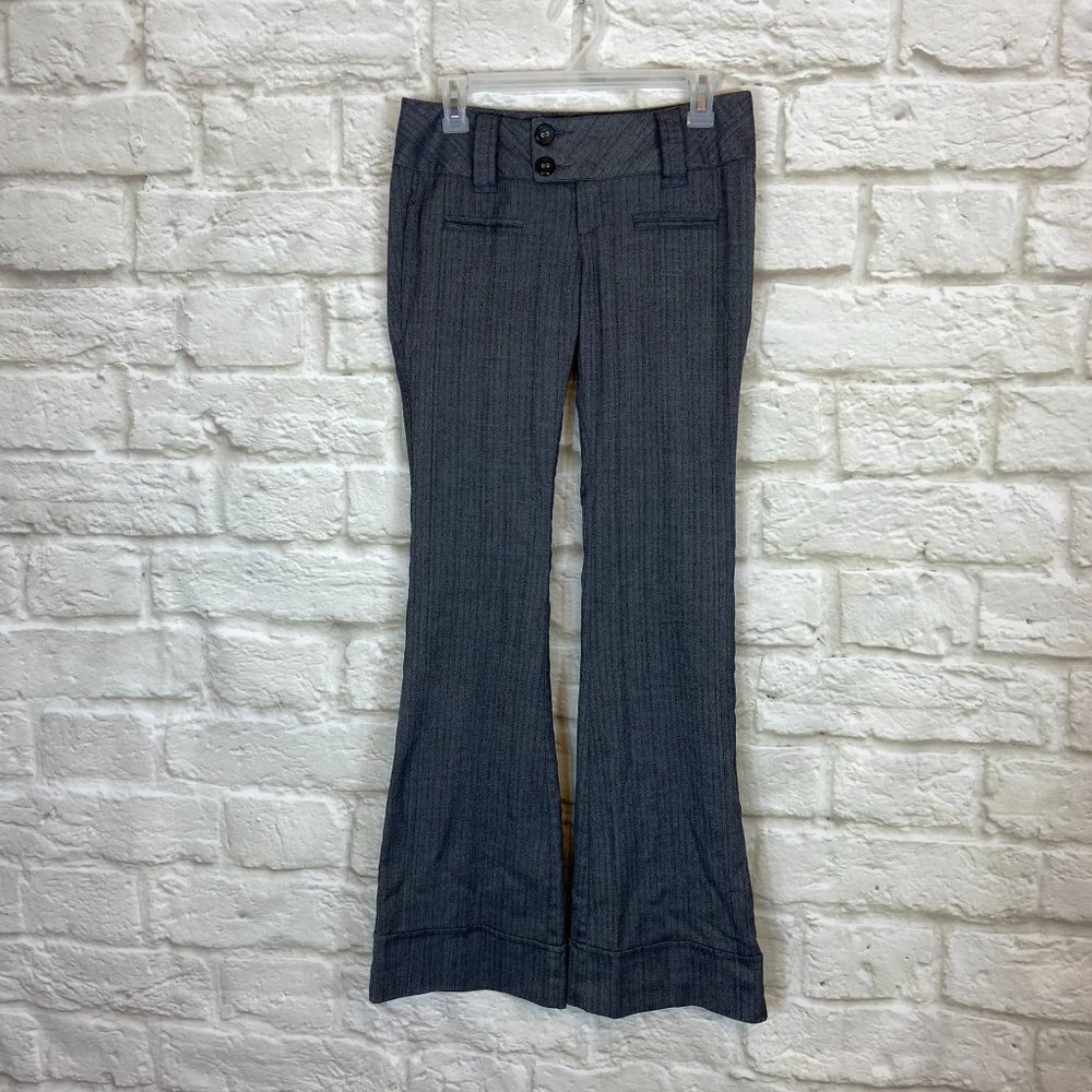 SPACEGIRLS Pants Junior Size 3 Y2K Flared Legs Cuffed Hem Rayon Spandex Gray